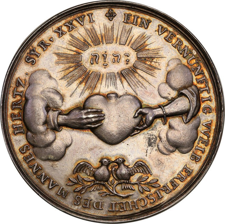 Niemcy. Medal zaślubinowy XVII/XVIII wiek, srebro